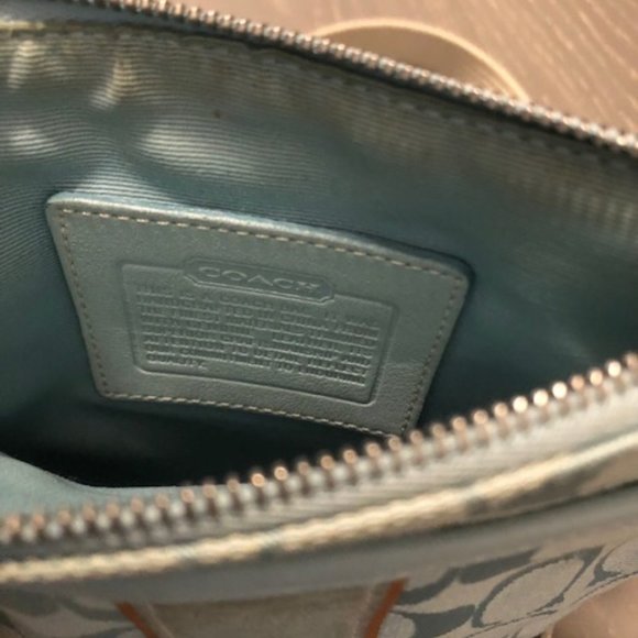 Coach Baby Blue Suede and Fabric Cross Body Bag - Picture 6 of 12